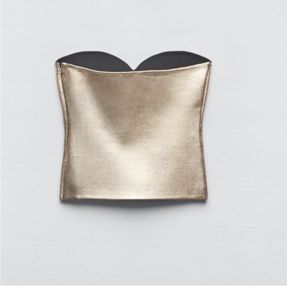 Zara Gold KNIT BUSTIER TOP - Picture 12 of 16